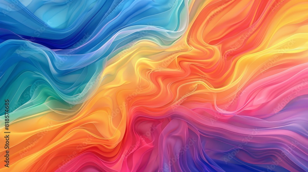 Fluid Unity - Abstract Rainbow Waves in Motion Illustration