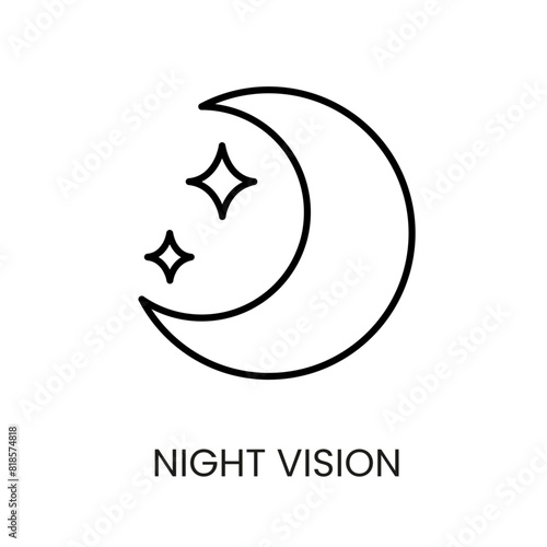 Night vision line vector icon with editable stroke for placement on cctv camera system packaging