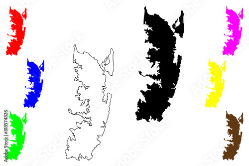 Pemba island (United Republic of Tanzania, Zanzibar Archipelago) map vector illustration, scribble sketch Al Jazeera al Khizra (the green island) map