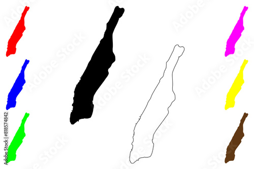 Manhattan island (United States of America, North America, US, USA, New York County and city) map vector illustration, scribble sketch Manhattan map