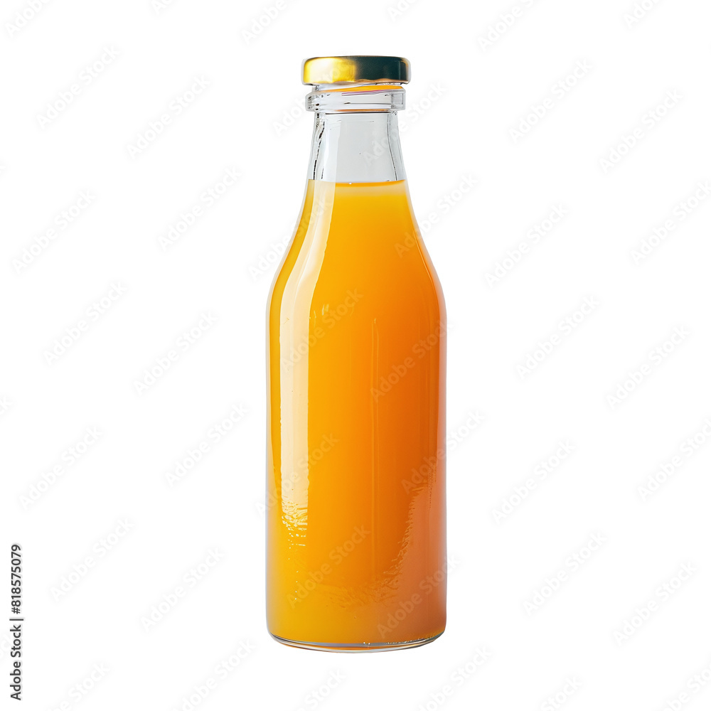 A glass bottle of orange juice isolated on transparent background AI generated A glass bottle of orange juice isolated on transparent background AI generated