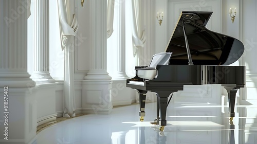 grand piano in new bright luxury music room