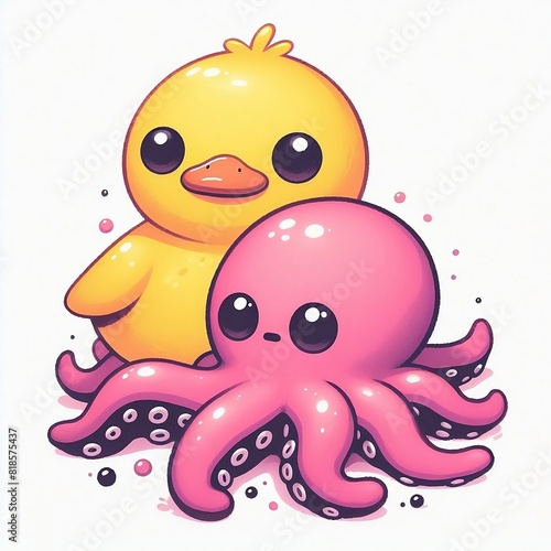 duck and octopus cartoon character