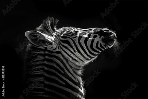 a black and white photo of a zebra s face