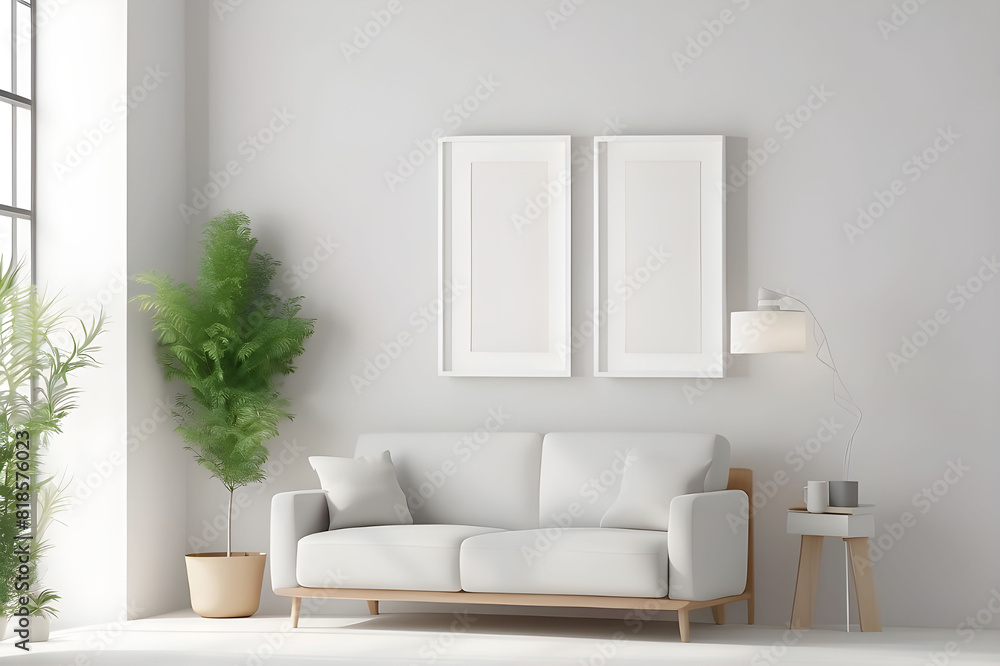 Frame mockup, ISO A paper size. Living room wall poster mockup. Interior mockup with house background. Modern interior design. 3D render Frame mockup, ISO A paper size. Living room wall poster mockup. Interior mockup with house background. Modern interior design. 3D render