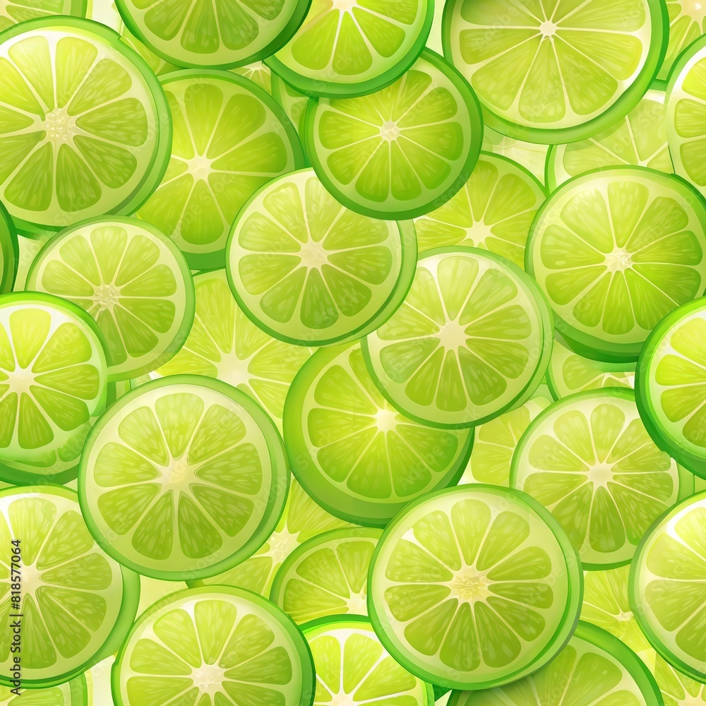 Lime fruit slice with full frame in seamless pattern Lime fruit slice with full frame in seamless pattern