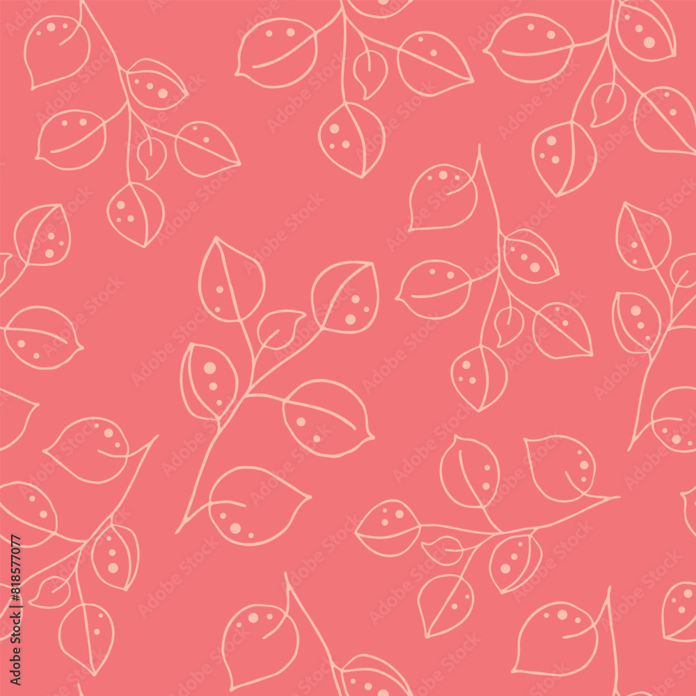 Seamless pattern with flowers on a peach background. Delicate pattern for fabric, packaging, cover, wallpaper.