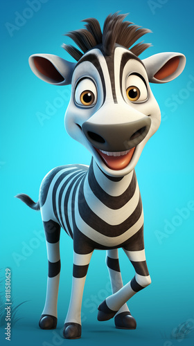 3d cartoom zebra background  cheerful and happy mascot
