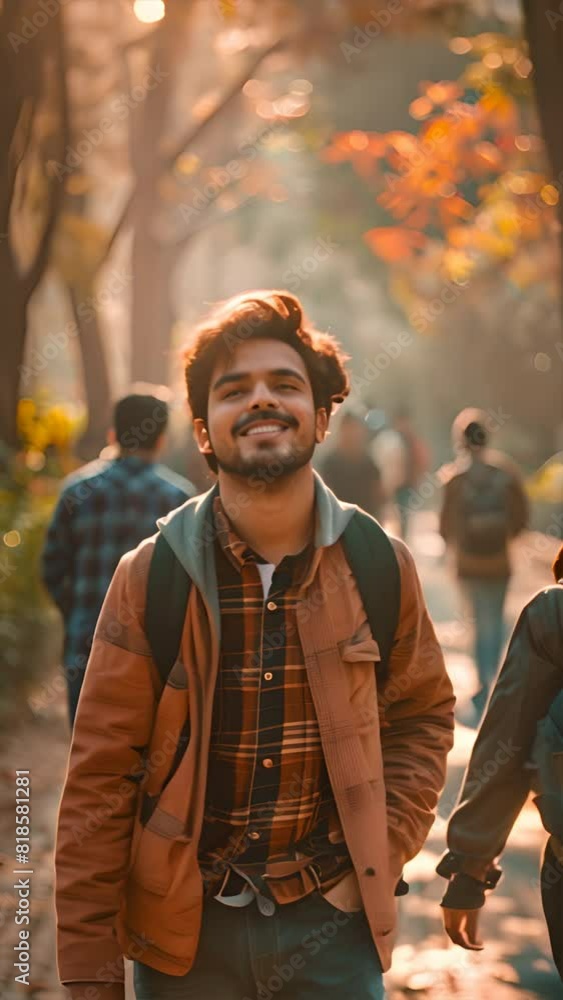 modern Indian student group walking in his university campus with pride,generative ai modern Indian student group walking in his university campus with pride,generative ai