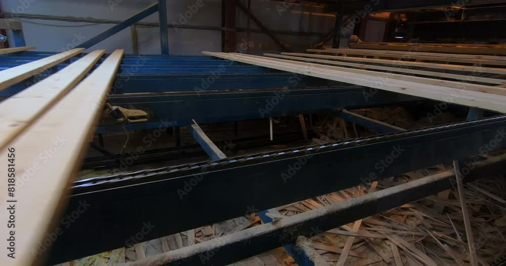 Sorting boards at a woodworking enterprise Sorting boards at a woodworking enterprise
