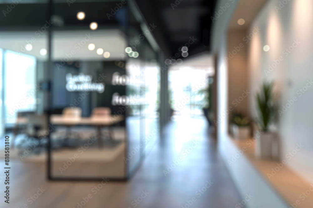 Blur focus of White open space office interior Blur focus of White open space office interior