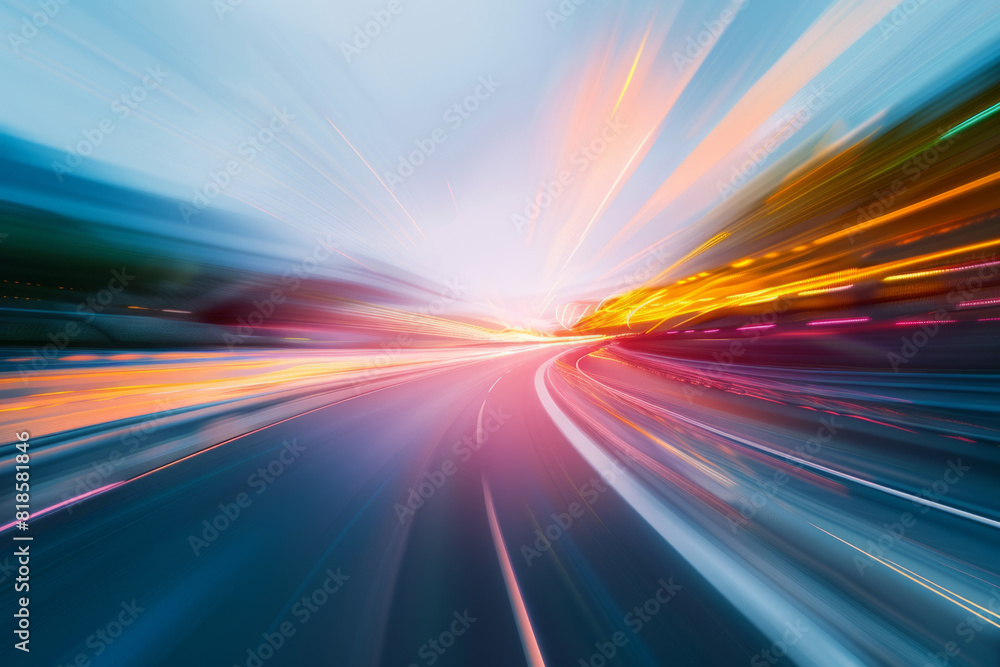 car on the road with motion blur background