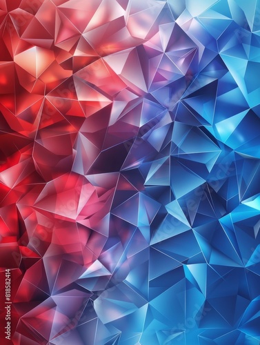 polygonal blue light and red gradient background abstract triangles.