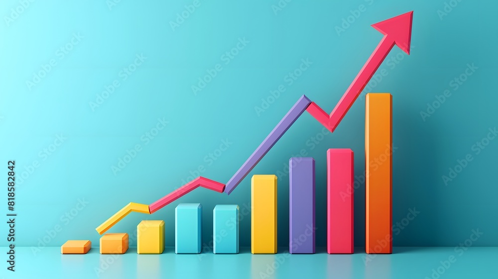 A graph showing an upward trend in sales or growth metrics, with colorful bar charts against a teal background.
A graph showing an upward trend in sales or growth metrics, with colorful bar charts against a teal background.