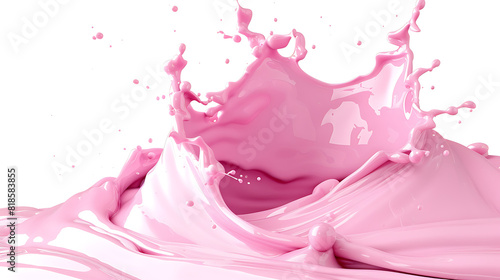 "Pink Smoothie-Like Splash on Transparent Background", "Pink Milky Splash Like Smoothie, Yogurt, or Cream on Transparent Background"
