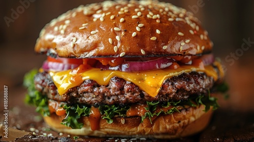 hamburger on a wooden background