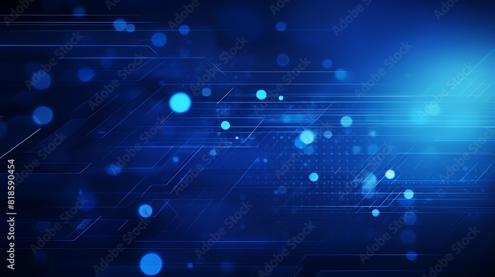 Fototapeta premium Blue background with a dark blue gradient and a digital dot pattern in a futuristic technological abstract style