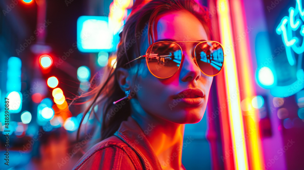 Beautiful Woman Using Smartphone on Neon-Lit New York Street
Beautiful Woman Using Smartphone on Neon-Lit New York Street