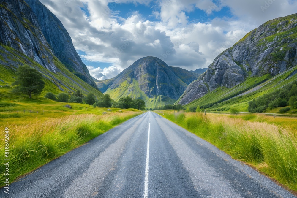 Fototapeta premium Road between dramatic mountain landscape