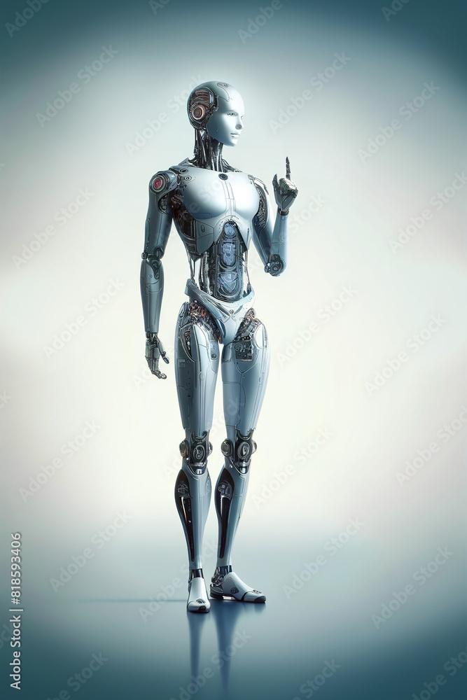 Android robot, pose 21. The robot with a finger indicates direction upwards Android robot, pose 21. The robot with a finger indicates direction upwards