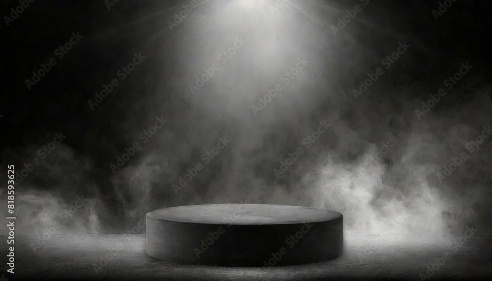 Podium black dark smoke background product platform abstract stage texture fog spotlight. Podium black dark smoke background product platform abstract stage texture fog spotlight.