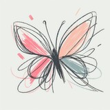 Child Drawing a Very Cute and Adorable Butterfly