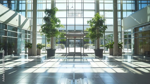 The entrance plaza of the hospital, designed as a welcoming space for patients, families, and staff.