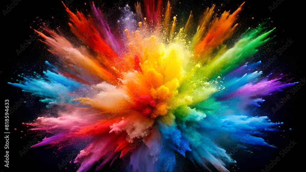 a vibrant image depicting an explosion of rainbow colors. a vibrant image depicting an explosion of rainbow colors.