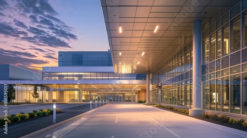 The hospital's entrance architecture reflects a commitment to patient-centered care and healing environments.