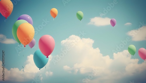 A whimsical background with colorful balloons floa upscaled_4 photo