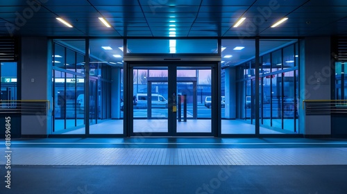 The main entrance architecture emphasizes safety protocols and efficient traffic flow for emergency situations.