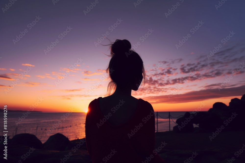 woman enjoying the sunset
