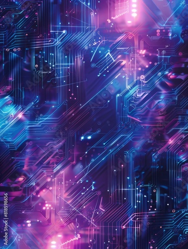 Abstract digital technology futuristic circuit blue purple background, Cyber science tech, Innovation communication future. AI generated illustration