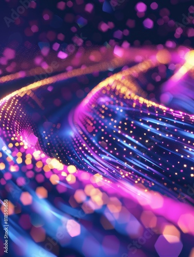 abstract futuristic background with gold PINK blue glowing neon moving high speed wave lines and bokeh lights. Data transfer concept Fantastic wallpaper