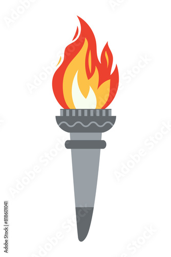 Vector burning flame torch icon isolated on white background. Sport flat style games victory symbol. Winner abstract sign. © VctAn
