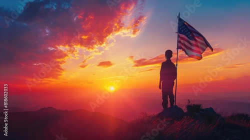 A person with USA american flag independence day memorial day Veterans Day concept graphic design