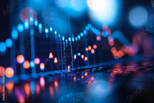 Abstract financial graph with bokeh effect, representing stock market data and analysis, suitable for financial and business themes.