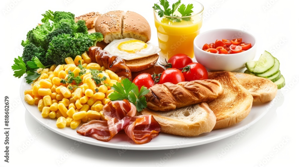 english breakfast, isolated on white background english breakfast, isolated on white background