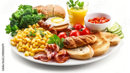 english breakfast, isolated on white background