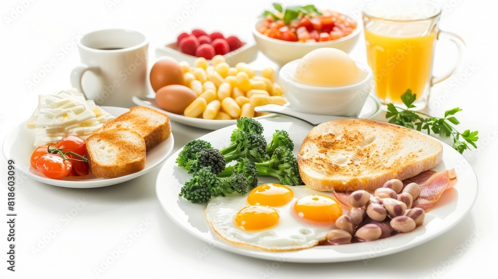 english breakfast, isolated on white background
