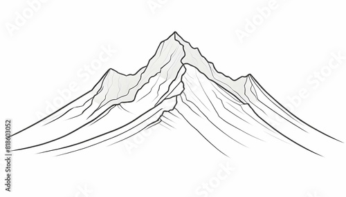 A minimalist line drawing of a snow capped mountai photo