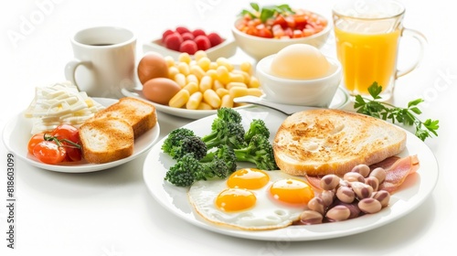 english breakfast, isolated on white background