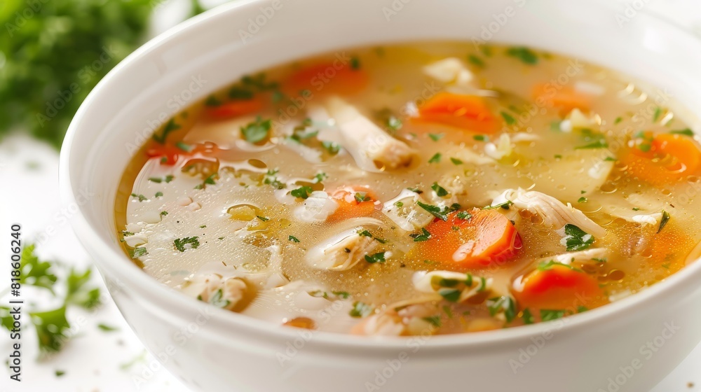 chicken soup, isolated on white background chicken soup, isolated on white background