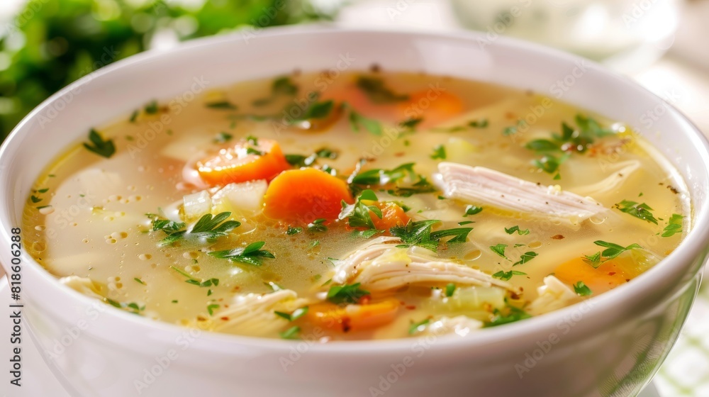 chicken soup, isolated on white background chicken soup, isolated on white background