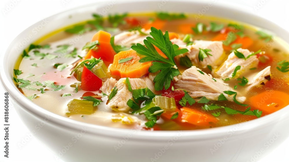 chicken soup, isolated on white background chicken soup, isolated on white background