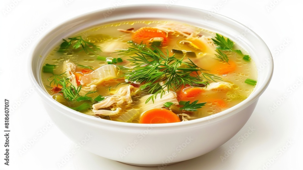 chicken soup, isolated on white background chicken soup, isolated on white background