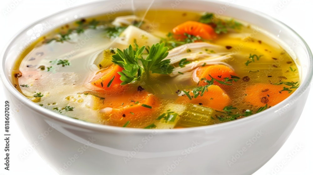 chicken soup, isolated on white background chicken soup, isolated on white background