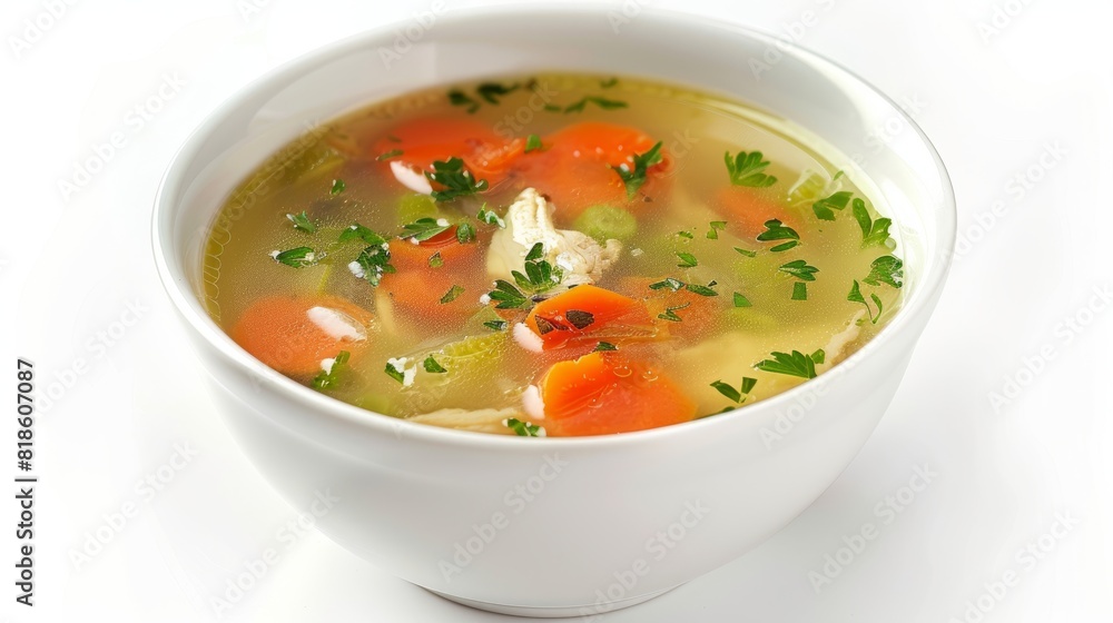 chicken soup, isolated on white background chicken soup, isolated on white background