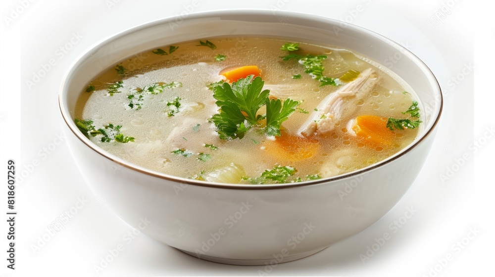 chicken soup, isolated on white background