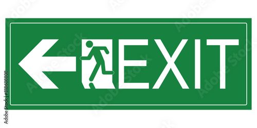 Green emergency fire exit sign.